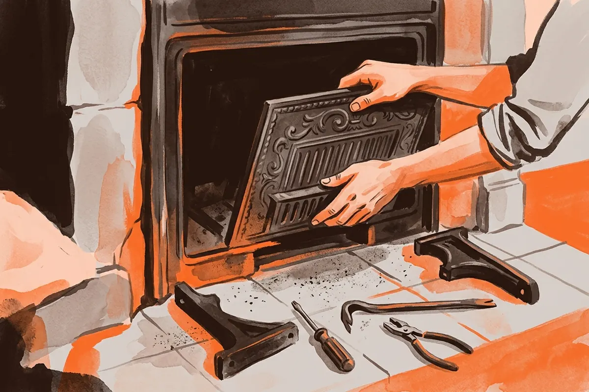 Retrait prudent de la plaque arrière en fonte d’un insert Godin froid